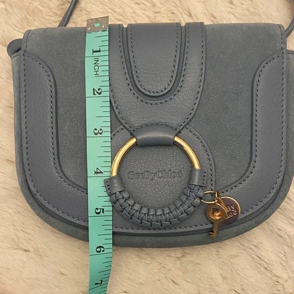 See By Chloe Hana Leather and Suede Crossbody Bag in Stormy Sky - Picture 13 of 14